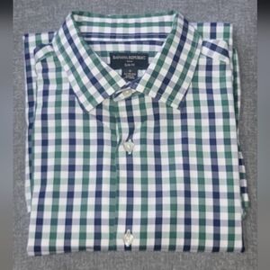 Banana Republic Navy and Forest Plaid Men's Shirt